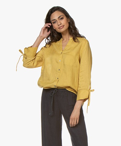Repeat Linen Blouse with Tie Cuffs - Mais