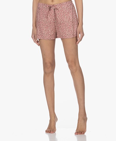 Calvin Klein Viscose Pajama Shorts with Print - Animal Smudge Print Red Grape