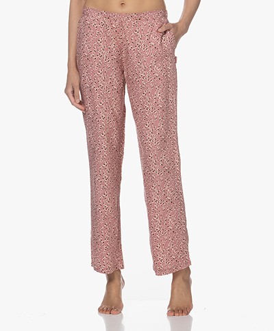Calvin Klein Viscose Printed Pajama Pants - Animal Smudge Print Red Grape