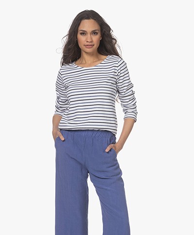 Plein Publique Striped Long Sleeve L'Aimee - White/Blue/Jeans