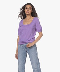 Plein Publique La Lux Merino Wool Sweater with Half Length Sleeves - Violet