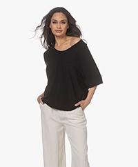 Sibin/Linnebjerg Nea Viscose Blend Short Sleeve Sweater - Black