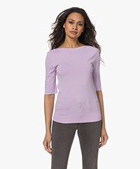 LaSalle Short Sleeve Boat Neck Sweater - Lilac