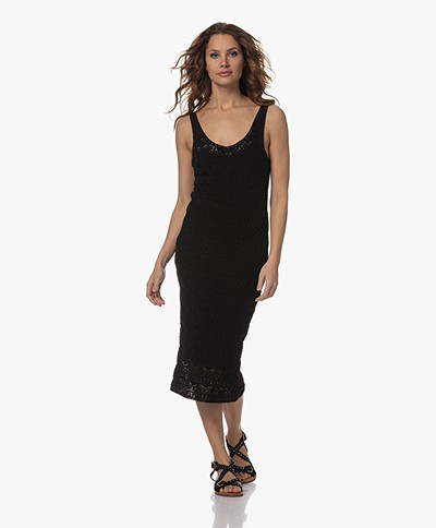 IRO Lazza Crochet Midi Dress - Black