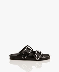 IRO Billie Holographic Sandals with Metal Buckle - Black