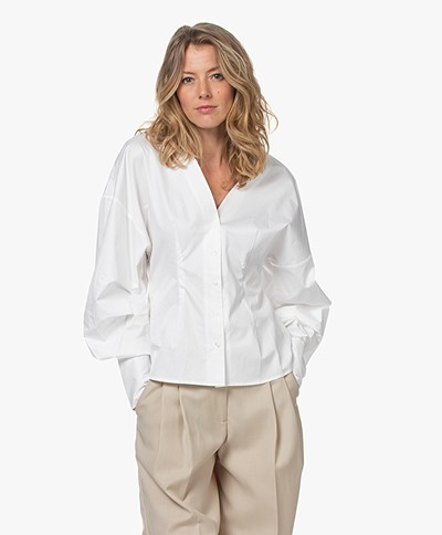 ANINE BING Lindsey Balloon Sleeve Shirt - White