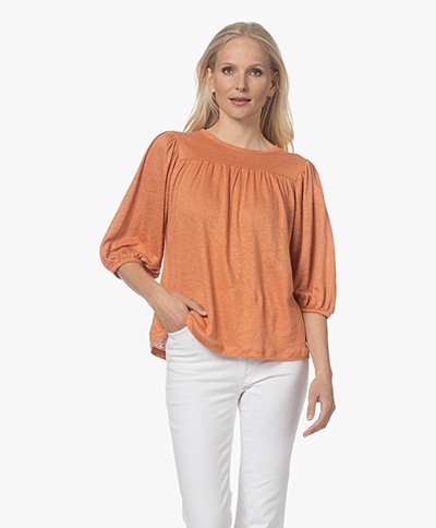 Vanessa Bruno Thao Linnen Jersey T-shirt - Oranje