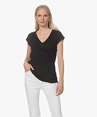 James Perse V-neck T-shirt in Extrafine Jersey - Black