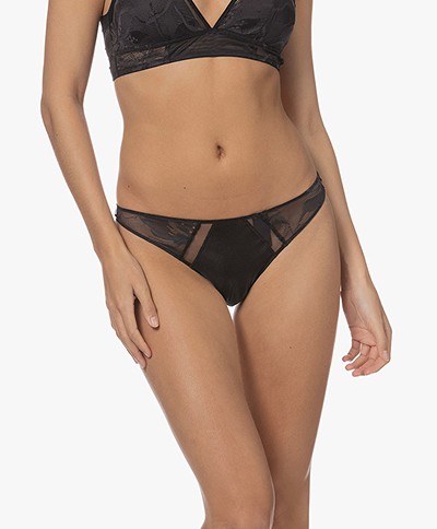 Calvin Klein Mesh and Lace Thong - Black