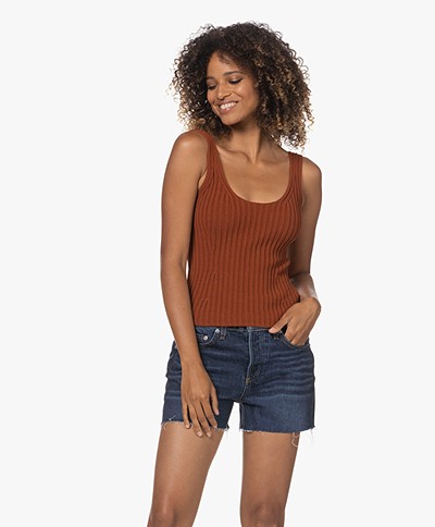 Vince Tie Back Rib Knitted Tank Top - Rust Amber