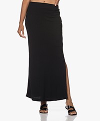 JapanTKY &Gold Ryoko Modal Rib Jersey Maxi Rok - Diepzwart