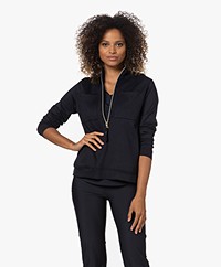 JapanTKY &Gold Riva Ponte Jersey Zip Sweatshirt - Black Blue