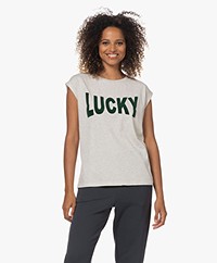 by-bar Lucky Thelma Flock Print T-shirt - Lichtgrijs Mêlee 