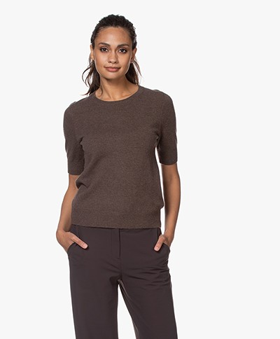 Repeat Short Sleeve Cashmere Pullover - Brown