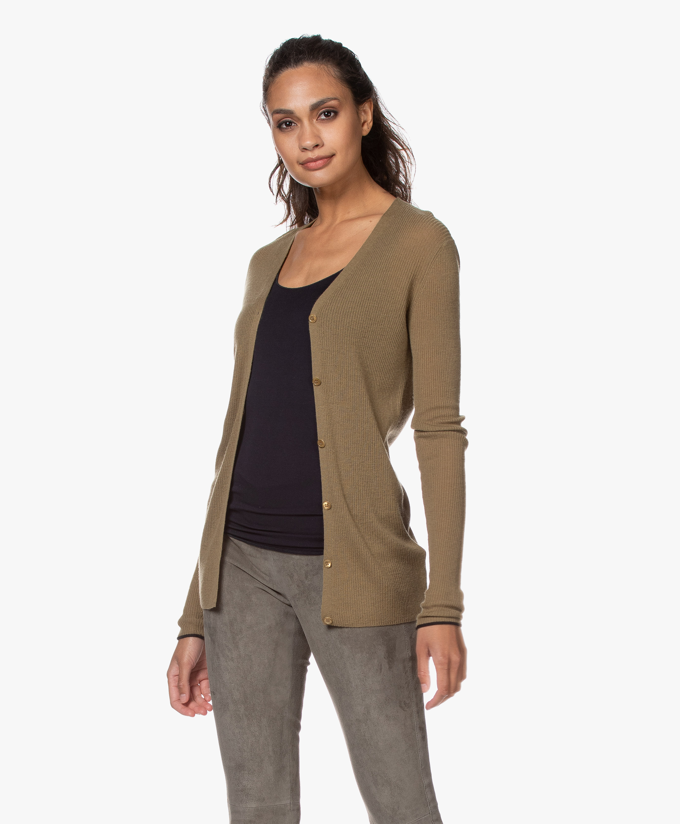 khaki knitted cardigan
