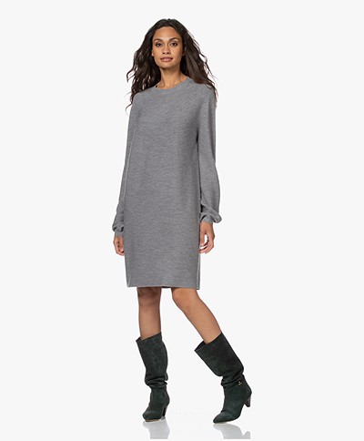 Drykorn Marisa Knitted Puff Sleeve Dress - Grey