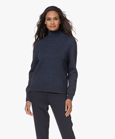 Sibin/Linnebjerg Cat Merino Wool Turtleneck Sweater - Midnight blue