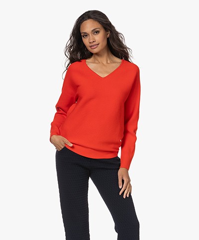 KYRA Penny Viscose Blend Rib Sweater - True Red