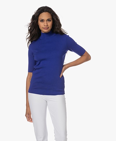 JapanTKY Torak Cotton Short Sleeve Turtleneck Sweater - Blue Purple 