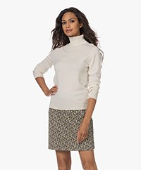 Repeat Fine Knitted Cashmere Roll Neck Sweater - Cream