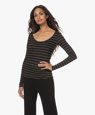 Majestic Filatures Cotton Deluxe Striped Long Sleeve - Deep Green