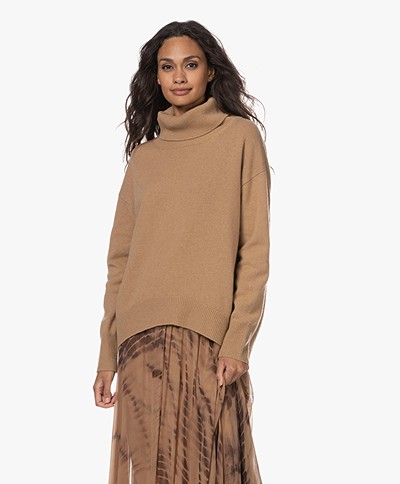 no man's land Wool and Cashmere Turtleneck Sweater - Camel