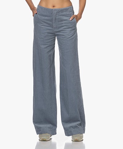 Drykorn Beyond Corduroy Pants with Wide Legs - Dusty Blue