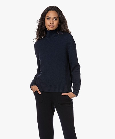 Sibin/Linnebjerg Cat Merino Wool Turtleneck Sweater - Navy