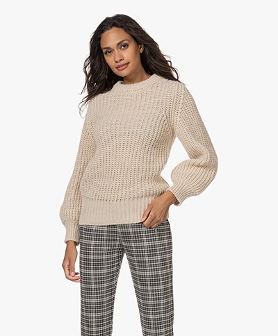by-bar Loes Rib Knitted Wool Blend Sweater - Sand