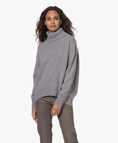 no man's land Wool and Cashmere Turtleneck Sweater - Steel
