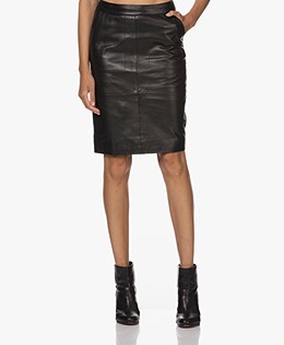by-bar Knee-length Leather Skirt - Black