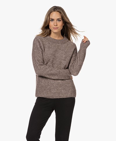no man's land Mohair Blend Sweater - Taupe