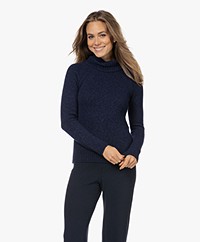 Belluna Italiani Wool Blend Turtleneck Sweater - Navy