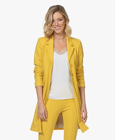 Kyra & Ko Jorien Interlock Jersey Blazer Coat - Yellow