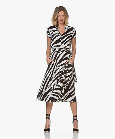 LaSalle Viscose Crepe Zebra Print Dress - Black/Off-white