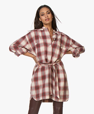 Vanessa Bruno Maya Flannel Checkered Shirt Dress - Aubergine
