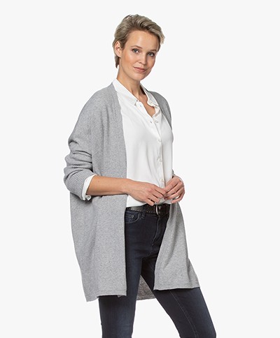 no man's land Open Merino and Cashmere Cardigan - Soft Steel