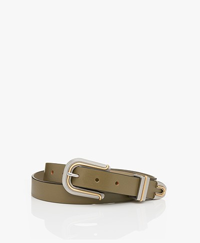 Rag & Bone Ventura Leather Belt - Olive