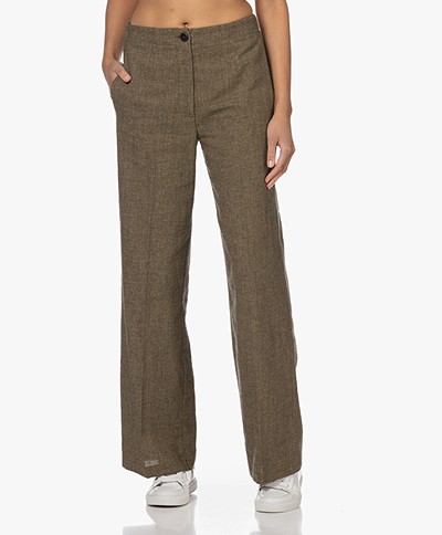 Pomandère Tweed Wool-Cotton Pants - Khaki