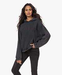 ANINE BING Harvey Logo Hooded Sweatshirt - Dark Washed Black