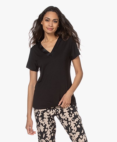 Calvin Klein Modal V-neck Pajama Top - Black