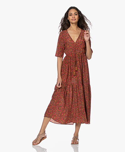 Vanessa Bruno Rafaelle Silk Blend Printed Dress - Cherry