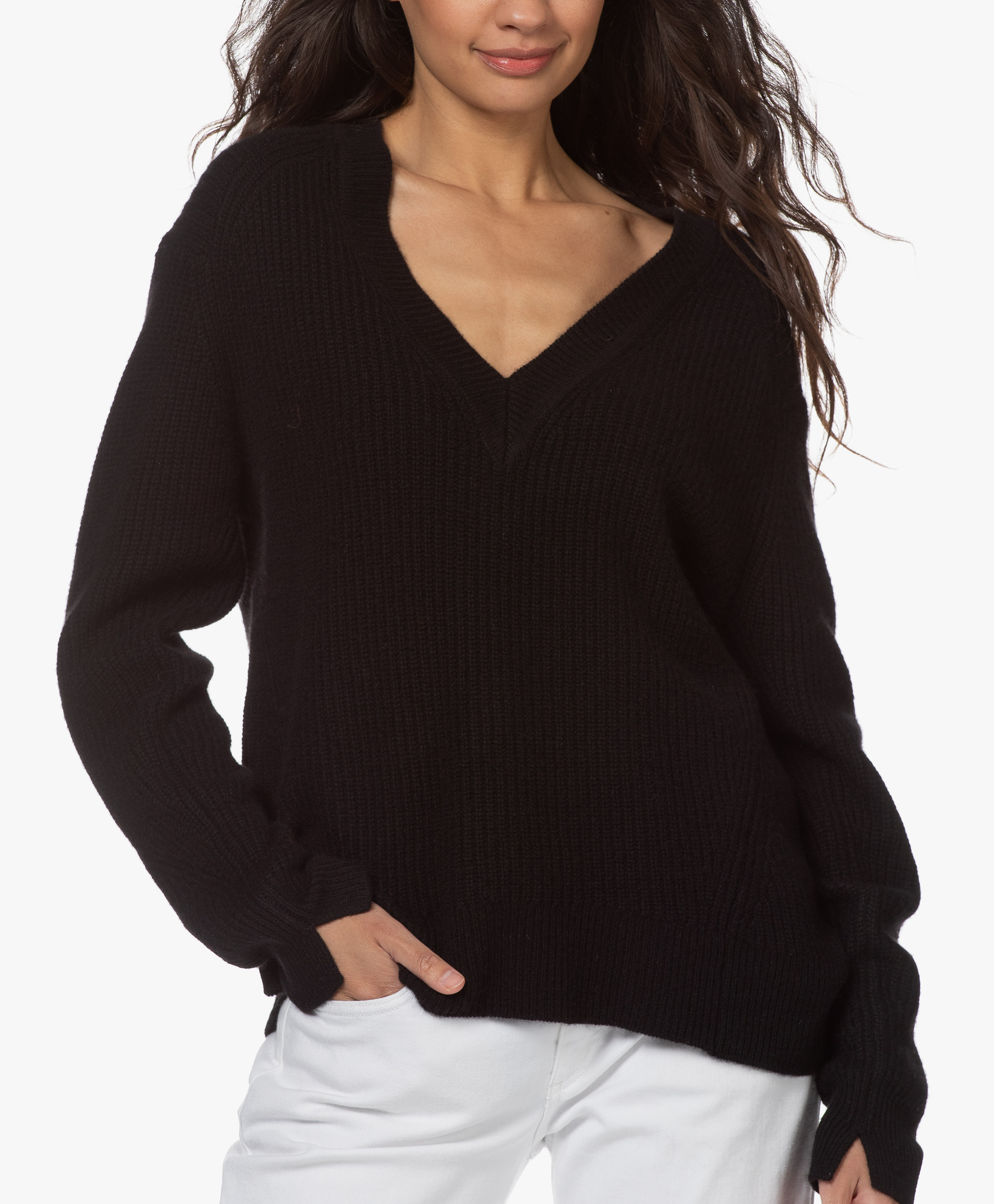 Rag & Bone Pierce Cashmere V-neck Sweater - Black - was20fs0538l53 1 - blk
