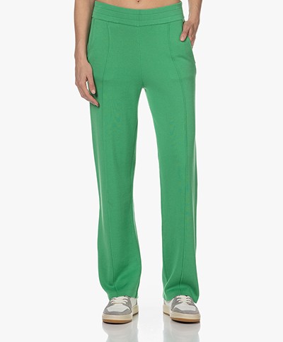 Repeat Cotton-Viscose Knitted Pintuck Pants - Green