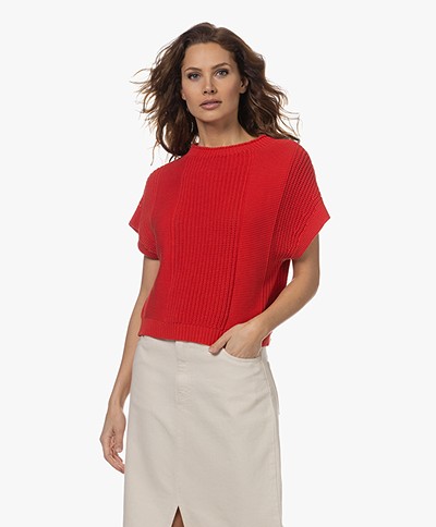 by-bar Max Cotton Short Sleeve Pullover - Lipstick