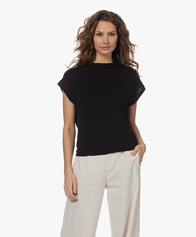 Sibin/Linnebjerg Ines Viscose Blend Short Sleeve Sweater - Black