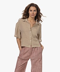 by-bar Cris Linen Short Sleeve Shirt - Latte