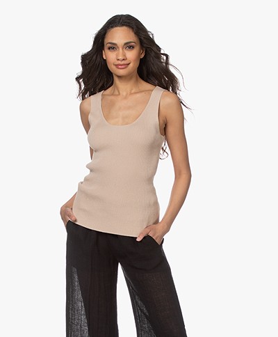 Woman by Earn Karly Rib Knitted Tank Top - Sand