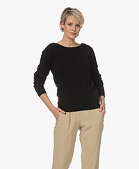 Repeat Organic Cashmere Boat Neck Sweater - Black