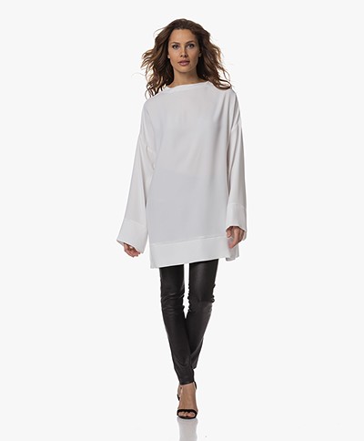Woman by Earn Lon Crepe Oversized Blouse - Off-white